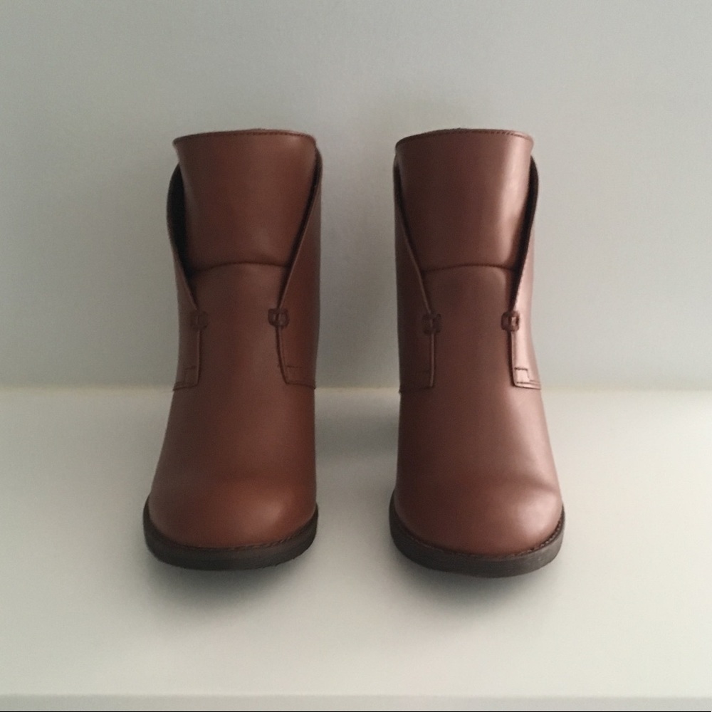 Cognac Leather Slip On Ankle Bootie - Picture 5 of 6
